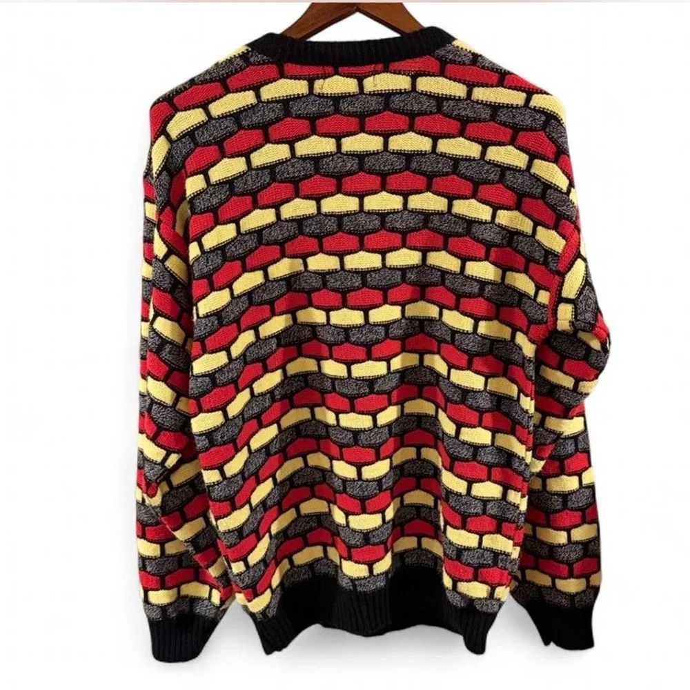 VTG Jordache Colorful Patterned Acrylic Crewneck Sweater Size Men’s Large
